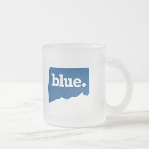 TAZA DE CRISTAL ESMERILADO CONNECTICUT ESTADO AZUL