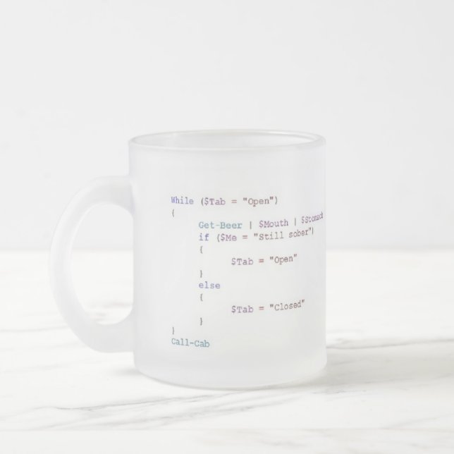 Taza De Cristal Esmerilado Consumición para el Powershell Scripter (Izquierda)