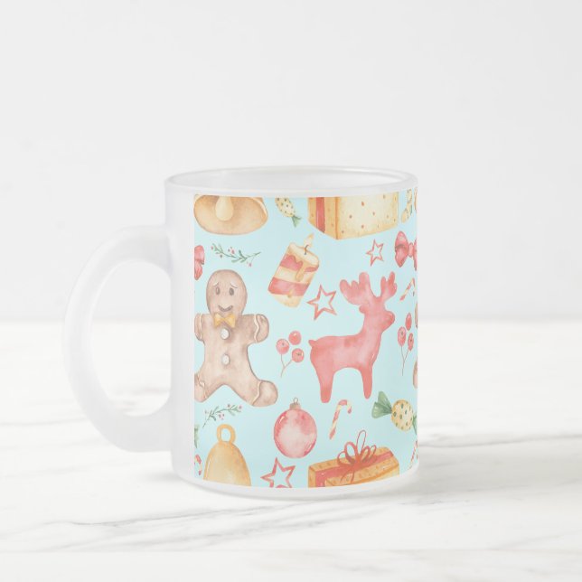 Taza De Cristal Esmerilado Cookies y caramelos de Navidades dulces (Izquierda)