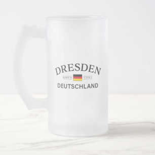 Taza De Cristal Esmerilado Coordenadas de Dresde Alemania Alemán