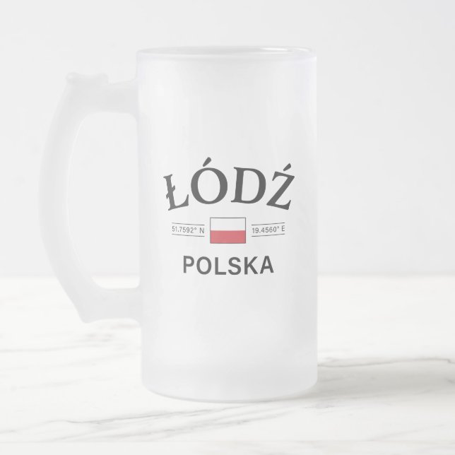 Taza De Cristal Esmerilado Coordenadas polacas de Lodz Polska (Polonia) (Izquierda)