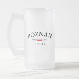 Taza De Cristal Esmerilado Coordenadas polacas de Poznan Polska (Polonia)