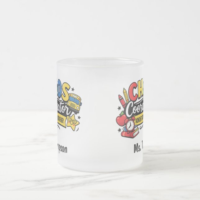 Taza De Cristal Esmerilado Coordinador de Profesora Caos Personalizado (Centro)