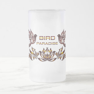 Taza De Cristal Esmerilado Copo de cerveza PARAÍSO DE LOS PÁJAROS