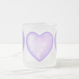 Taza De Cristal Esmerilado copo de nieve morado ligero y corazón brillante