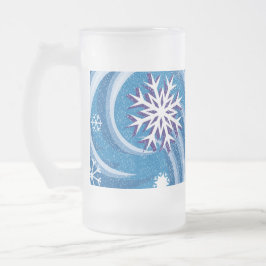Taza De Cristal Esmerilado Copos de nieve en el viento -