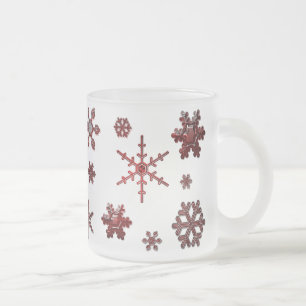 Taza De Cristal Esmerilado Copos de nieve geométricos - Rojo