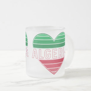 Taza De Cristal Esmerilado Corazón Argelia, colores de bandera degradados