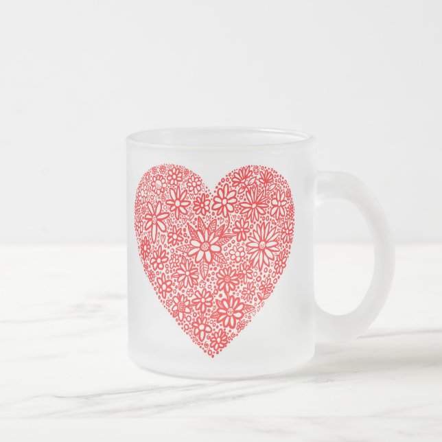 Taza De Cristal Esmerilado Corazón bloqueado - Personalizado (Derecha)