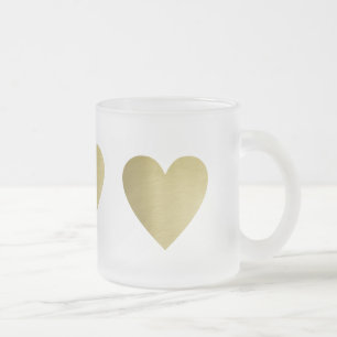 Taza De Cristal Esmerilado corazón de amor de oro falso, un romántico
