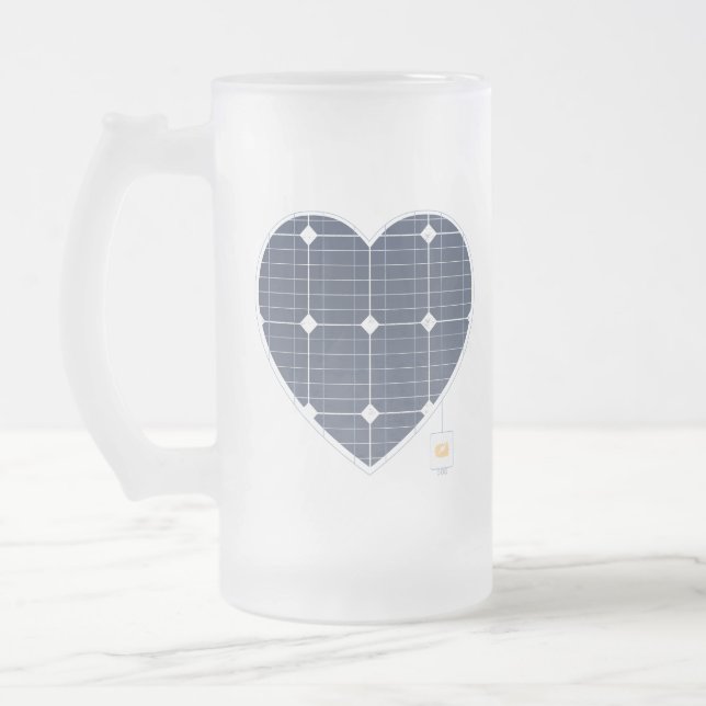 TAZA DE CRISTAL ESMERILADO CORAZÓN DE ENERGÍA DEL PANEL SOLAR (Izquierda)