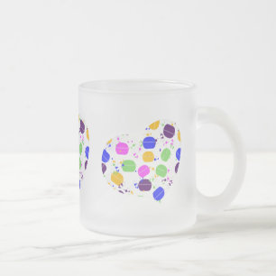Taza De Cristal Esmerilado Corazón de Macaron Confetti