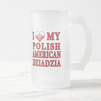 Taza De Cristal Esmerilado Corazón de mi polaco norteamericano Dziadzia