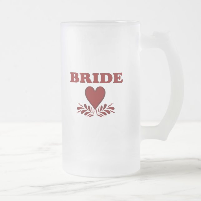 Taza De Cristal Esmerilado Corazón de novia (Derecha)