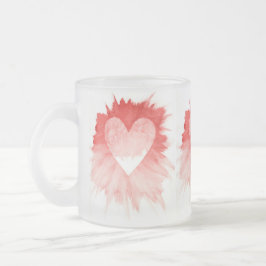 Taza De Cristal Esmerilado Corazón de salpicadura de acuarela roja abstracta