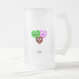 Taza De Cristal Esmerilado Corazón de zumbido de vidrio escarpado grande