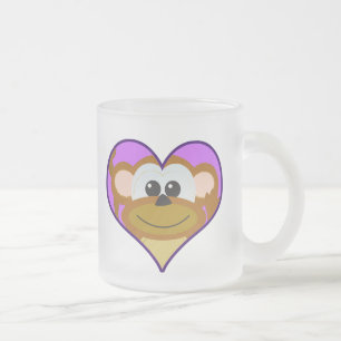 Taza De Cristal Esmerilado Corazón del mono Goofkins