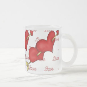 Taza De Cristal Esmerilado Corazón doble