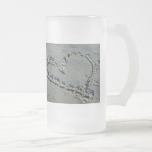 Taza De Cristal Esmerilado Corazón En La Cerveza De Vidrio De Arena Escarcha