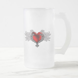 Taza De Cristal Esmerilado Corazón gótico con alas ángel