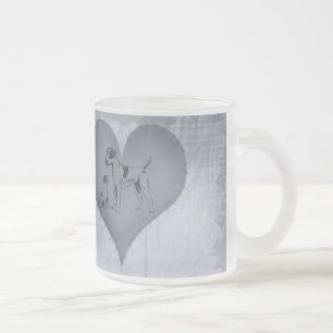 Taza De Cristal Esmerilado Corazón Jack Russel