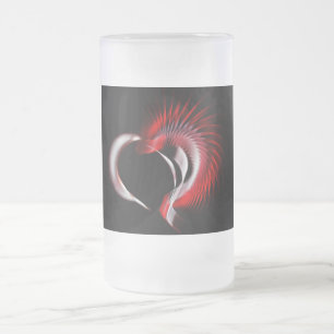 Taza De Cristal Esmerilado Corazón metalizado