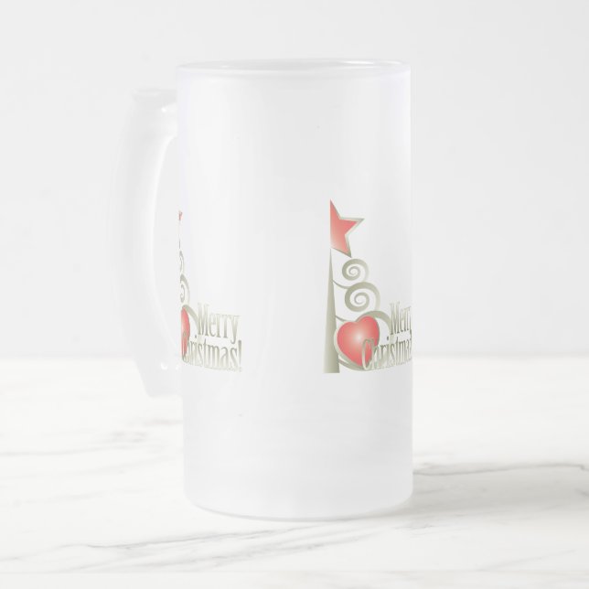 Taza De Cristal Esmerilado Corazón para Navidad (Anverso izquierdo)