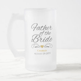 Taza De Cristal Esmerilado Corazón personalizado del oro padre de la novia