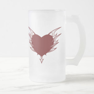 Taza De Cristal Esmerilado corazón tribal