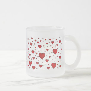 Taza De Cristal Esmerilado Corazones
