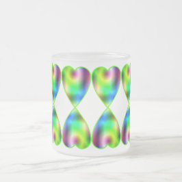 Taza De Cristal Esmerilado Corazones arcoiris