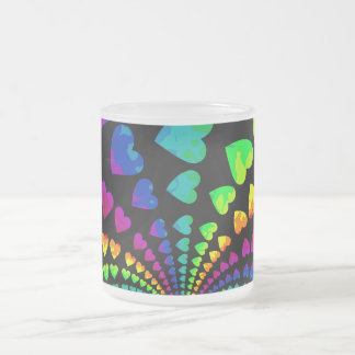 Taza De Cristal Esmerilado corazones de arco iris retro
