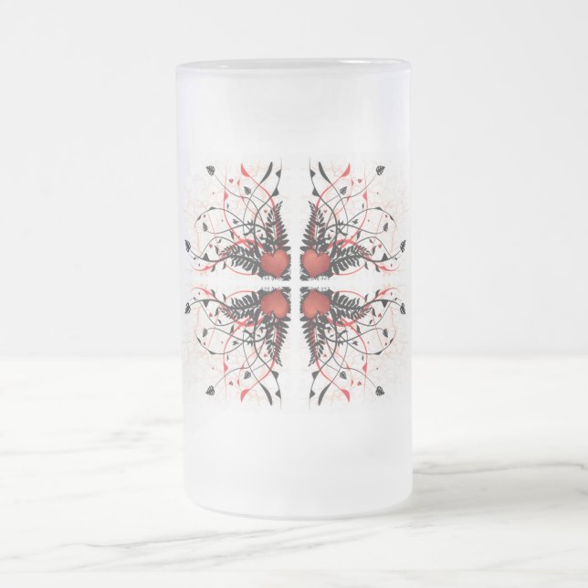 Taza De Cristal Esmerilado Corazones de estilos clásicos (Centro)