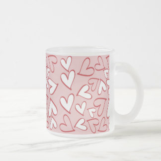 Taza De Cristal Esmerilado Corazones dispersos