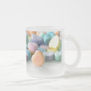 Taza De Cristal Esmerilado corazones dulces pastel día de San Valentín carame