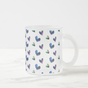 Taza De Cristal Esmerilado Corazones espaciales