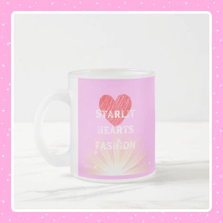 Taza De Cristal Esmerilado Corazones iluminados por estrellas Moda Red Heart 