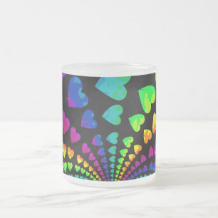 Taza De Cristal Esmerilado Corazones retros del arco iris