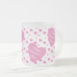 Taza De Cristal Esmerilado Corazones rosados patrón romántico
