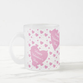 Taza De Cristal Esmerilado Corazones rosados patrón romántico