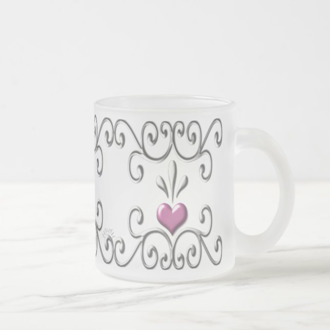 Taza De Cristal Esmerilado Corazones roscados Pequeño paro de vidrio escarpad (Derecha)