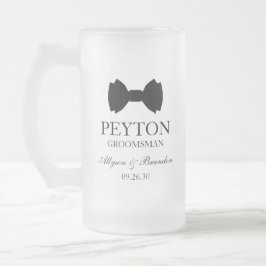 Taza De Cristal Esmerilado Corbata negra pajarita para padrino