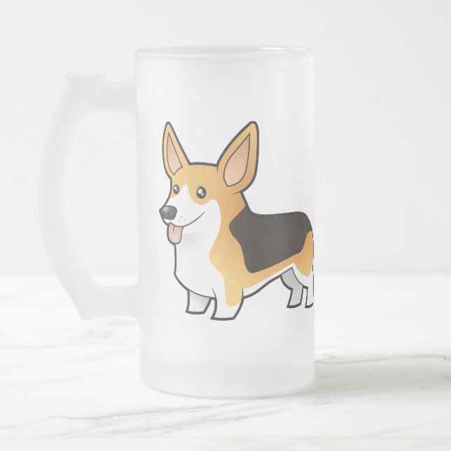 Taza De Cristal Esmerilado Corgi Galés del Pembroke del dibujo animado (Izquierda)