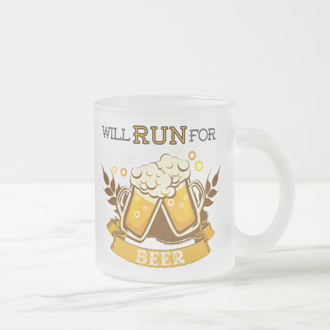 Taza De Cristal Esmerilado Correrá por cerveza, corriendo diseño (Derecha)