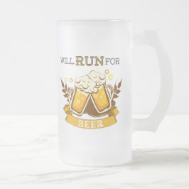 Taza De Cristal Esmerilado Correrá por cerveza, corriendo diseño
