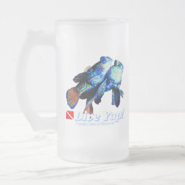 Taza De Cristal Esmerilado Corta de la pareja de peces de mandarina