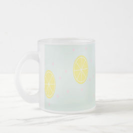 Taza De Cristal Esmerilado Cortes de limón amarillo en azul