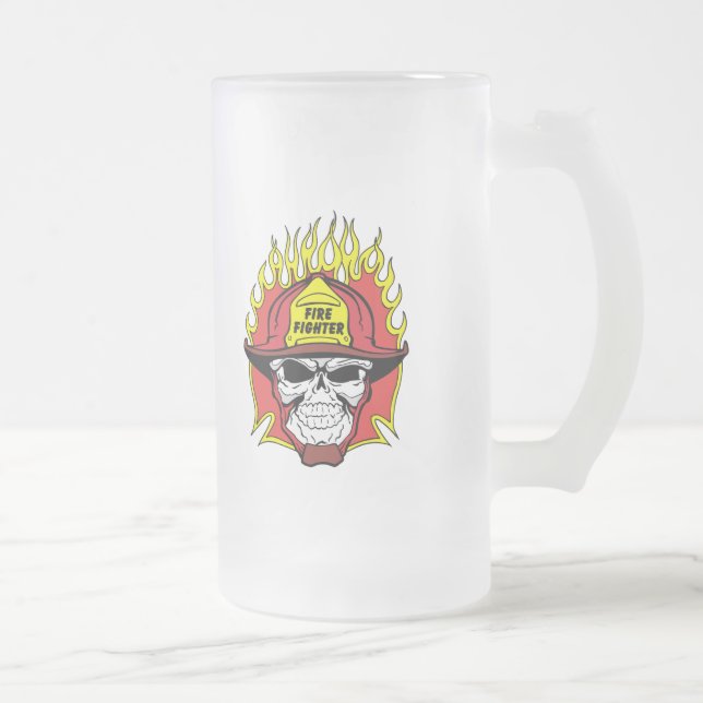 Taza De Cristal Esmerilado Cráneo del bombero (Derecha)