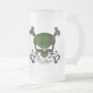 Taza De Cristal Esmerilado Cráneo del tartán de MacNeil