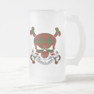 Taza De Cristal Esmerilado Cráneo del tartán de Sinclair